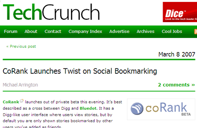 coRank en TechCrunch